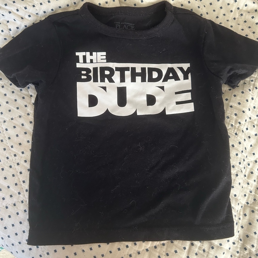 The Children's Place Black and White 'Birthday Dude' Tee